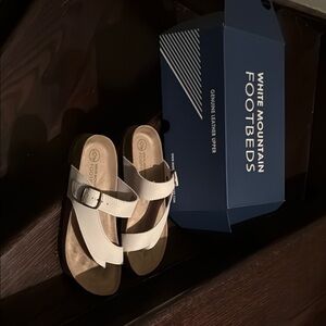 White Leather Sandals with Buckle